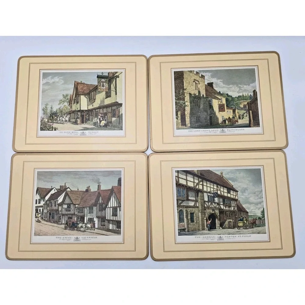 Vintage Pimpernel Cork Backed Placemats And Coasters English Inns